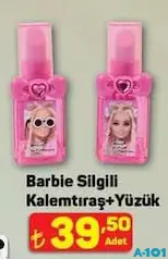 BARBİE SİLGİLİ KALEMTIRAŞ+YÜZÜK